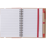 Carnet en papier recyclé avec notes adhésives, stylo et pages lignées quatrième vue
