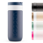 Gobelet isotherme en inox avec mécanisme anti-goutte Dopper 400 ml couleur bleu marine quatrième vue