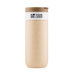 Gobelet isotherme en inox avec mécanisme anti-goutte Dopper 400 ml couleur marron clair avec zone d'impression