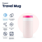 Mug isotherme de voyage en inox, couvercle rabattable Dopper 300 ml couleur rose première vue