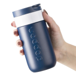 Mug isotherme de voyage en inox, couvercle rabattable Dopper 300 ml couleur bleu marine deuxième vue