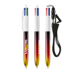 Stylo bille 4 couleurs en plastique avec effet métal Flags BIC® couleur rouge