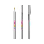 Stylo à bille au design classique et à encre noire Round Stic BIC® couleur argenté