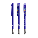 Stylo à bille en plastique avec partie chromée et encre bleue BIC® couleur bleu