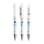 Stylo à bille en plastique avec partie chromée et encre bleue BIC® couleur blanc