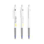 Stylo en plastique rétractable et ergonomique à encre bleue BIC® couleur blanc