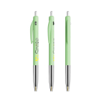 Stylo en plastique rétractable et ergonomique à encre bleue BIC® couleur vert pastel