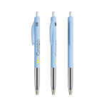 Stylo en plastique rétractable et ergonomique à encre bleue BIC® couleur bleu pastel