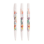 Stylo en plastique avec clip personnalisable et encre bleue BIC® couleur blanc