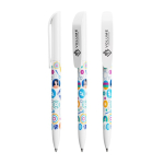 Stylo en plastique avec clip large et encre bleue BIC® couleur blanc