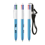 Stylo à bille avec finition métallisée, 4 couleurs d’encre Shine BIC® couleur cyan