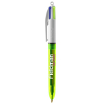 Stylo en plastique avec surligneur fin et encre 4 couleurs Fluo BIC® couleur vert lime transparent