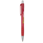 Stylo bille rétractable et translucide, encre bleue Striped Grip BIC® couleur rouge