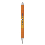 Stylo bille rétractable et translucide, encre bleue Striped Grip BIC® couleur orange