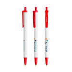 Stylo en plastique recyclé avec grande impression et encre noire BIC® couleur rouge