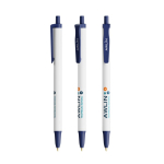Stylo en plastique recyclé avec grande impression et encre noire BIC® couleur bleu marine