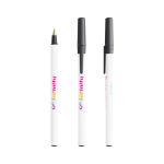 Stylo en plastique recyclé avec capuchon, encre bleue Round Stic® BIC® couleur noir
