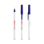 Stylo en plastique recyclé avec capuchon, encre bleue Round Stic® BIC® couleur bleu marine