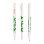 Stylo à bille recyclé avec clip résistant et encre bleue BIC® couleur blanc