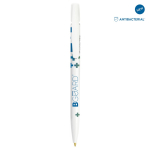 Stylo biodégradable avec protection antibactérienne, encre bleue BIC® couleur blanc