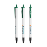 Stylo BIC® en plastique recyclé avec embout tactile et encre bleue couleur vert