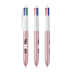 Stylo en plastique style givré avec encre 4 couleurs BIC® couleur rose