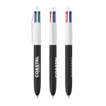 Stylo bille en plastique au toucher doux avec encre 4 couleurs BIC® couleur blanc/noir