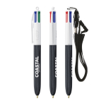 Stylo à bille en plastique effet bois à encre 4 couleurs BIC® couleur noir