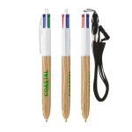 Stylo à bille en plastique effet bois à encre 4 couleurs BIC® couleur bois