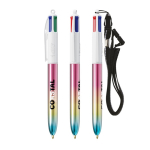 Stylo en plastique à effet dégradé métallisé et encre 4 couleurs BIC® couleur multicolore