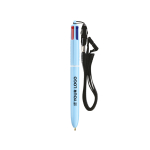 Stylo en plastique tons pastel avec cordon et encre 4 couleurs BIC® vue principale