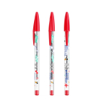 Stylo à bille en plastique transparent à encre rouge BIC® Cristal® couleur rouge