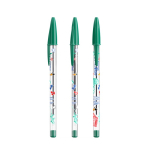 Stylo à bille en plastique transparent à encre verte BIC® Cristal® couleur vert