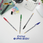 Stylo à bille en plastique transparent à encre verte BIC® Cristal®