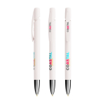 Stylo à bille en plastique rechargeable à clic avec encre bleue BIC® couleur blanc
