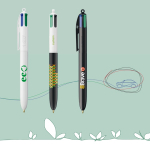 Stylo en plastique recyclé avec tour de cou et encre 4 couleurs BIC® couleur blanc