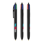 Stylo en plastique recyclé fabriqué dans l'UE, encre BIC® à 4 couleurs couleur noir