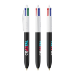 Stylo en plastique recyclé fabriqué dans l'UE, encre BIC® à 4 couleurs couleur blanc