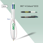 Stylo en plastique recyclé fabriqué dans l'UE, encre BIC® à 4 couleurs
