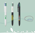 Stylo en plastique recyclé fabriqué dans l'UE, encre BIC® à 4 couleurs
