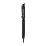 Set d’écriture stylo à bille et roller en aluminium mat, encre bleue couleur noir Image avec logo 3