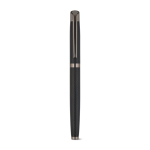 Set d’écriture stylo à bille et roller en aluminium mat, encre bleue couleur noir quatrième vue