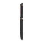 Set d’écriture stylo à bille et roller en aluminium mat, encre bleue couleur noir sixième vue