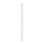 Stylo en aluminium recyclé avec pointe tactile, encre bleu couleur blanc première vue