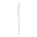 Stylo en aluminium recyclé avec pointe tactile, encre bleu couleur blanc deuxième vue