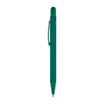 Stylo en aluminium recyclé avec pointe tactile, encre bleu couleur vert foncé deuxième vue