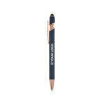 Stylo en aluminium recyclé mat avec embout tactile et encre bleue avec zone d'impression
