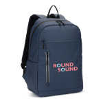 Sac à dos en similicuir pour PC 16”, fermetures éclair imperméables couleur bleu image avec logo