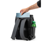 Sac à dos en cuir synthétique avec rabat, idéal pour PC portable 16” couleur noir Neuvième vue
