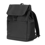 Sac à dos en cuir synthétique avec rabat, idéal pour PC portable 16” couleur noir